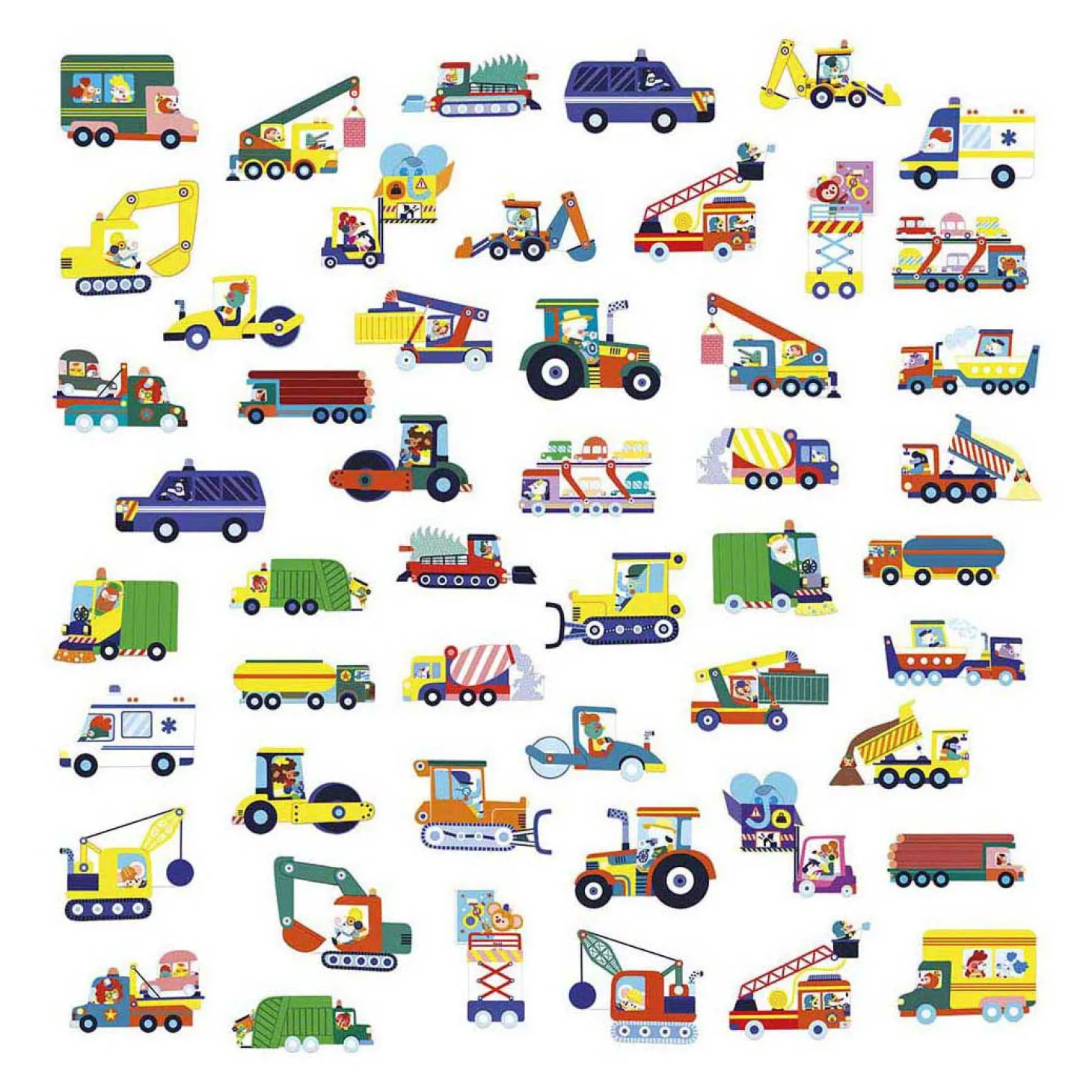 Janod Stickers - 50 Grote Stickers Voertuigen