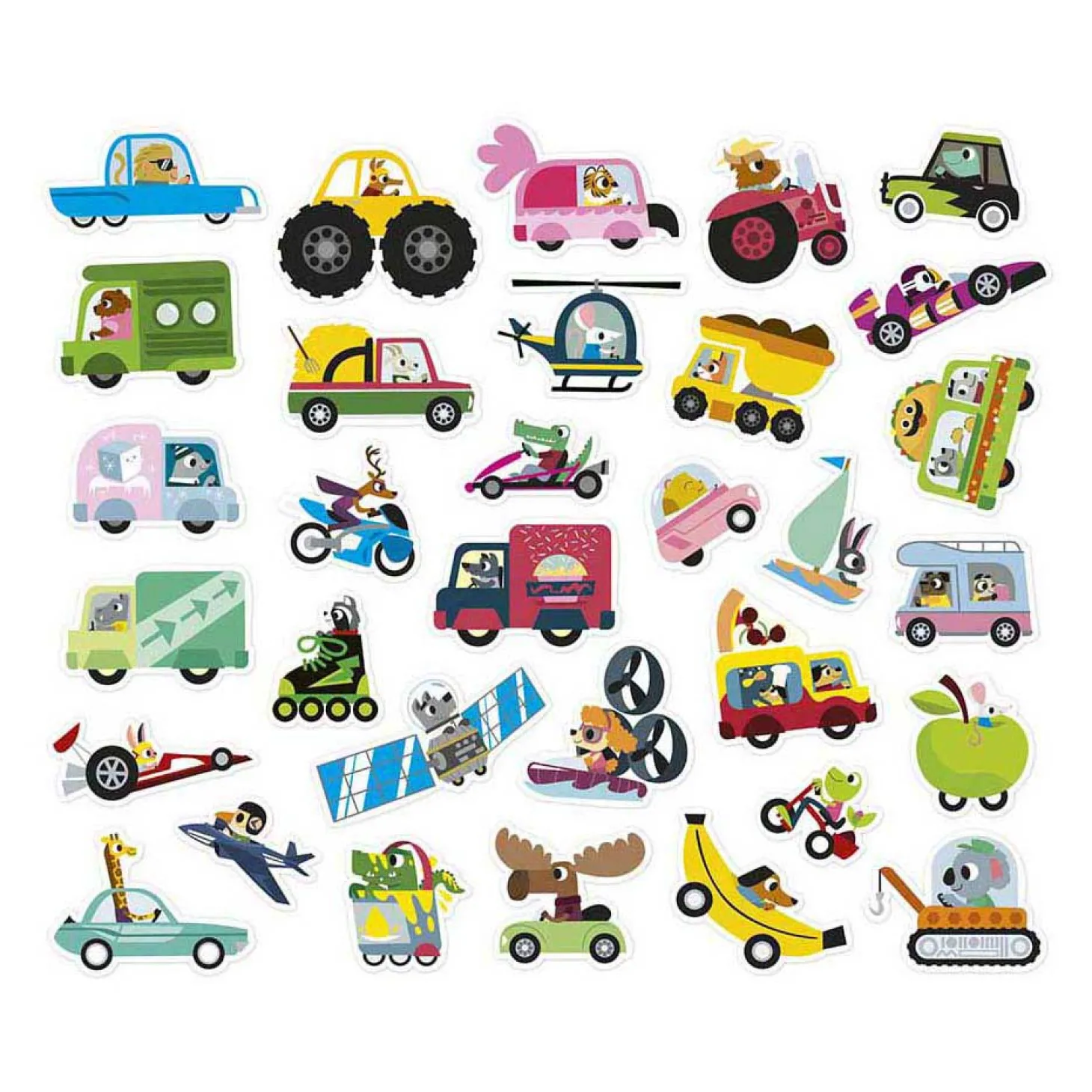 Janod Stickers - Stickervel met 200 Stickers Voertuigen