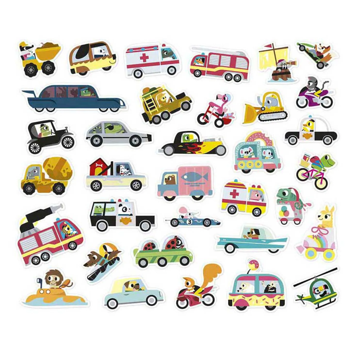 Janod Stickers - Stickervel met 200 Stickers Voertuigen