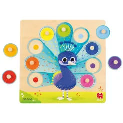 Jumbo Goula - Houten Noppenpuzzel Pauw, 9st.