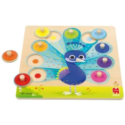 Jumbo Goula - Houten Noppenpuzzel Pauw, 9st.