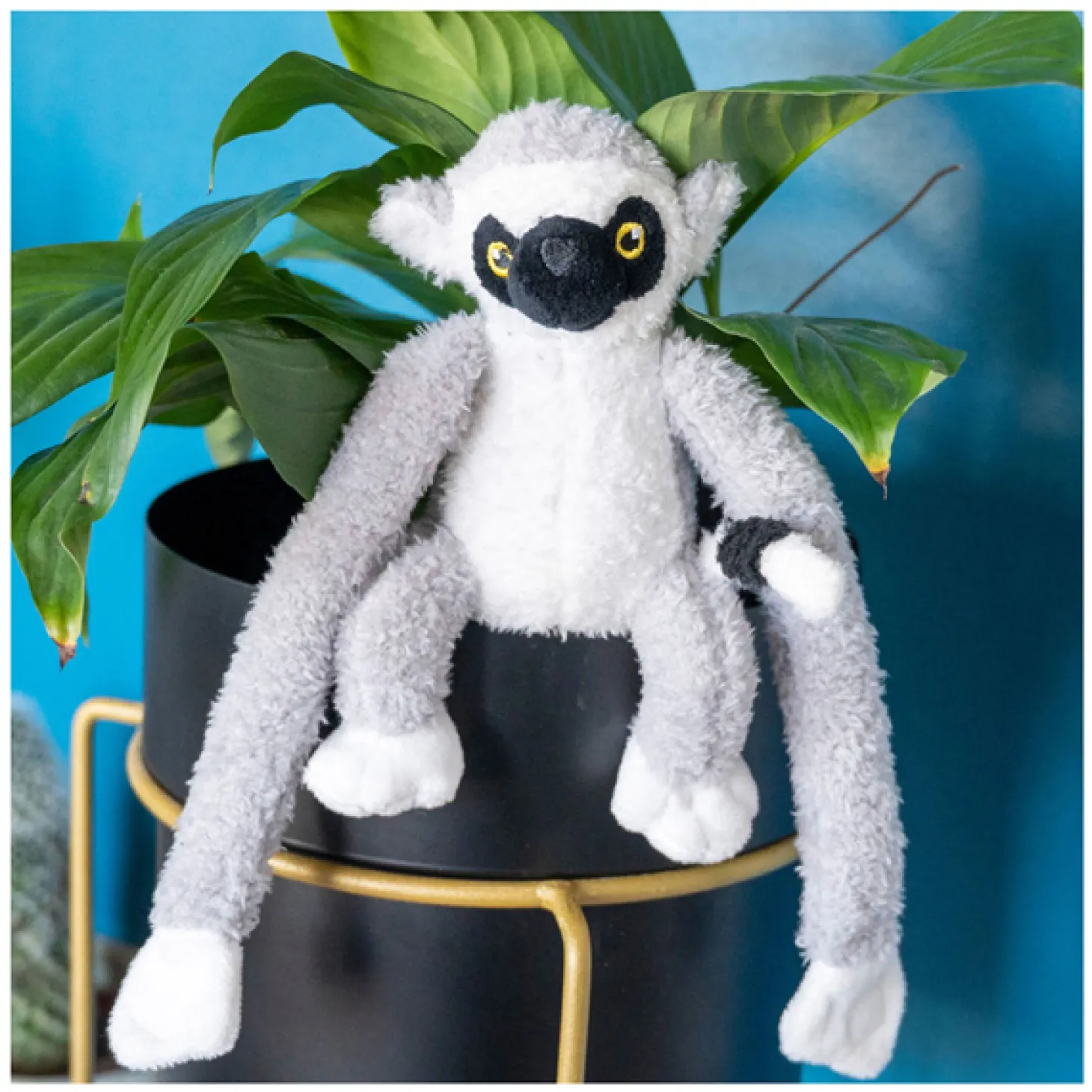 Jungle Mates Knuffel - Lemur Maki Grijs Zwart