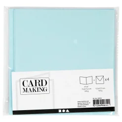 Kaarten en Enveloppen Lichtblauw, 4st.