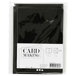 Kaarten en Enveloppen 10,5x15cm Glitter Zwart - 4st.