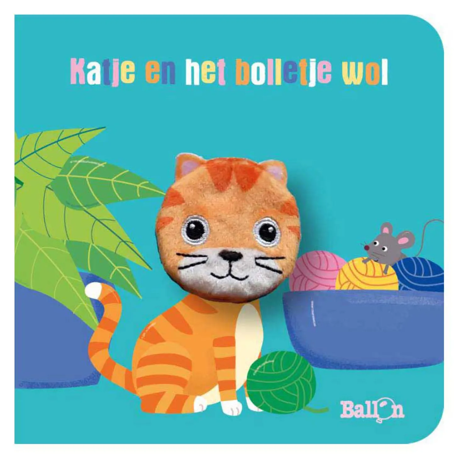 Kartonboek met Vingerpopje - Katje en het Bolletje Wol