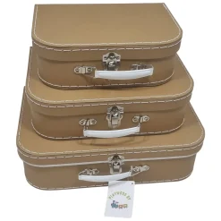 Kartonnen Koffer Set Bruin, 3st.
