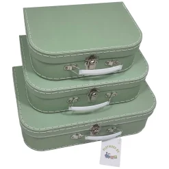 Kartonnen Koffer Set Groen, 3st.