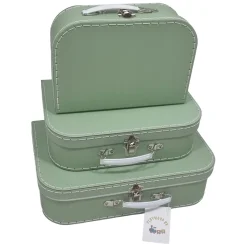 Kartonnen Koffer Set Groen, 3st.