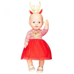 Kerstjurk met Haarband Rendier, maat 28-35 cm