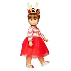 Kerstjurk met Haarband Rendier, maat 28-35 cm