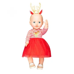 Kerstjurk met Haarband Rendier, maat 35-45 cm