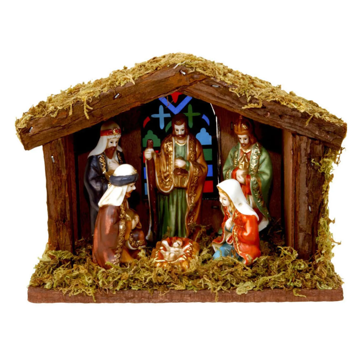Kerststal met 6 Figuren en Licht