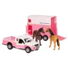 Kids Globe Die-cast Auto met Paardentrailer Roze, 1:32
