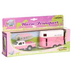 Kids Globe Die-cast Auto met Paardentrailer Roze, 1:32
