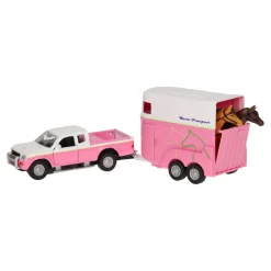 Kids Globe Die-cast Auto met Paardentrailer Roze, 1:32