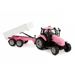 Kids Globe Die-cast Tactor met Aanhanger - Roze