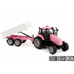 Kids Globe Die-cast Tactor met Aanhanger - Roze