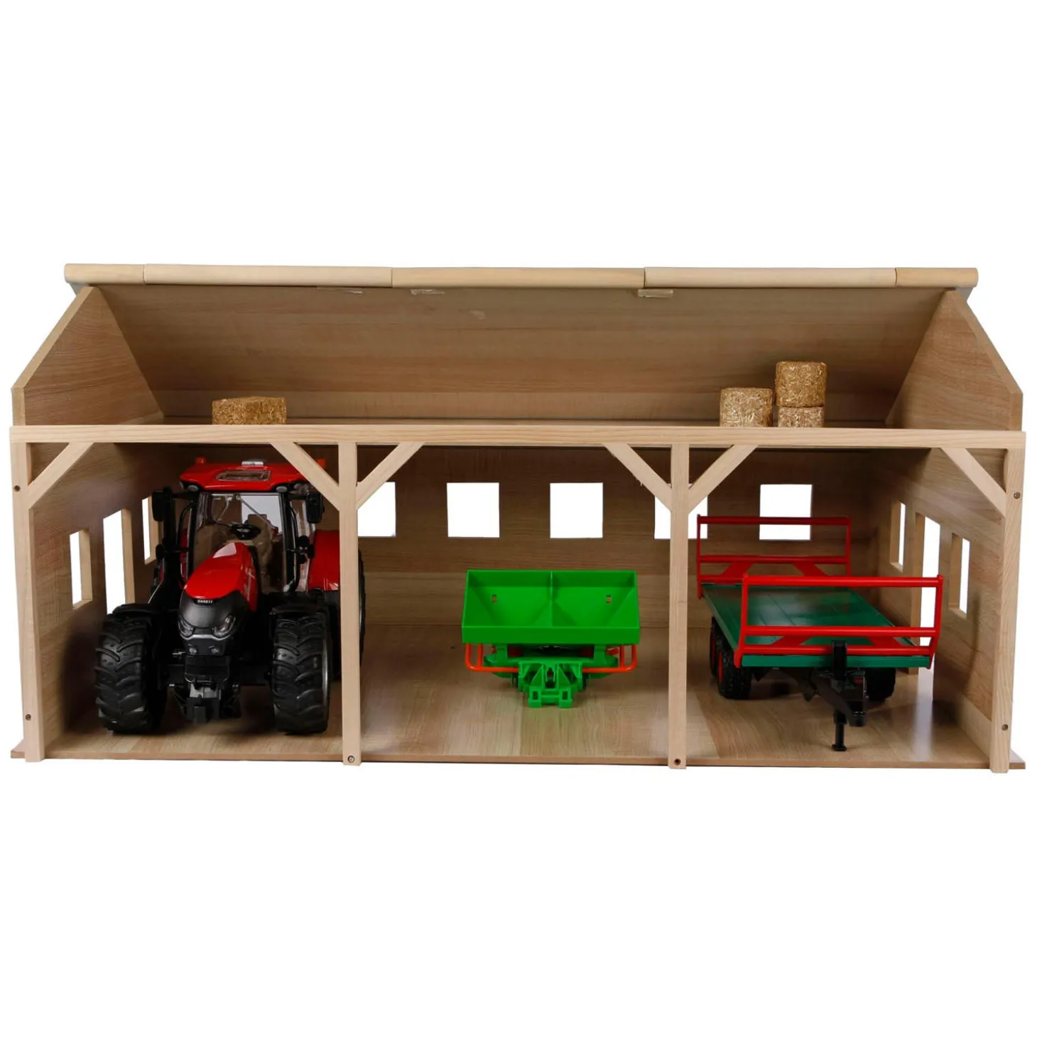 Kids Globe Landbouwloods Hout Voor 3 Tractoren, 1:16