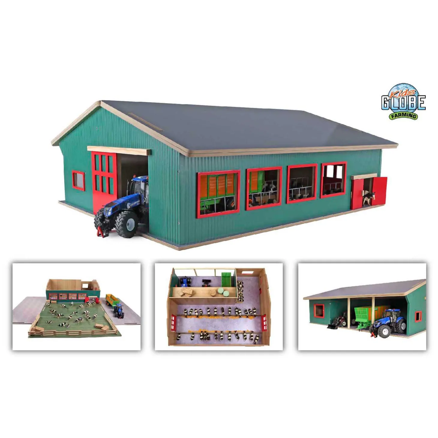 Kids Globe Loopstal met Berging en Weiland 1:32