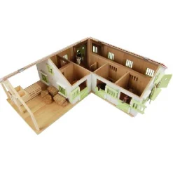 Kids Globe Paardenhoekstal met 3 Boxen en Berging Roze 1:24