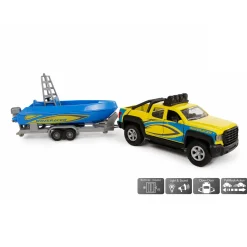 Kids Globe Terreinwagen met Trailer en Boot, 29cm