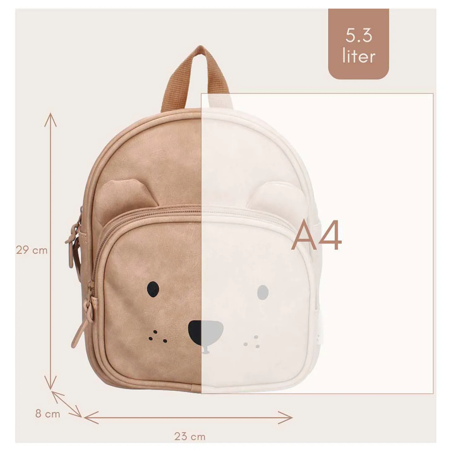 Kidzroom Rugzak Porto Beary Excited Leer