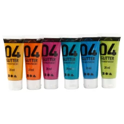 Kinder Acrylverf Glitter Kleur, 6x20ml