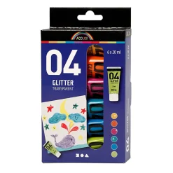 Kinder Acrylverf Glitter Kleur, 6x20ml