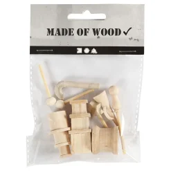Kleine Houten Accessoires voor Decoratie Set, 13dlg.