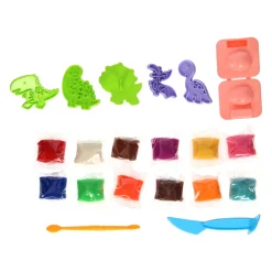 Kleiset in Opbergbox Dino Vormen - 12 Kleuren Klei