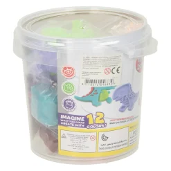 Kleiset in Opbergbox Dino Vormen - 12 Kleuren Klei