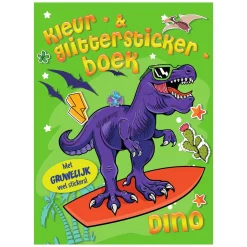 Kleur- & Glitter Stickerboek Dino