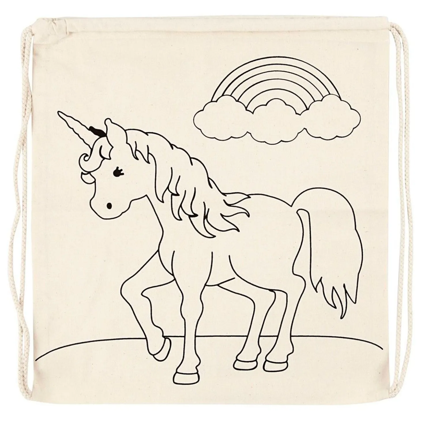 Kleur je eigen Katoenen Gymtas Eenhoorn