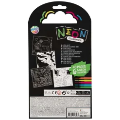 Kleurboek Dieren met 5 Neon Stiften, 40 Vellen