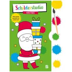 Kleurboek met verfpalet en penseel Kerstmis