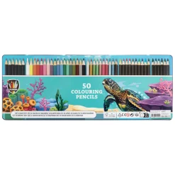 Kleurpotloden in Tinnenbox, 50st.