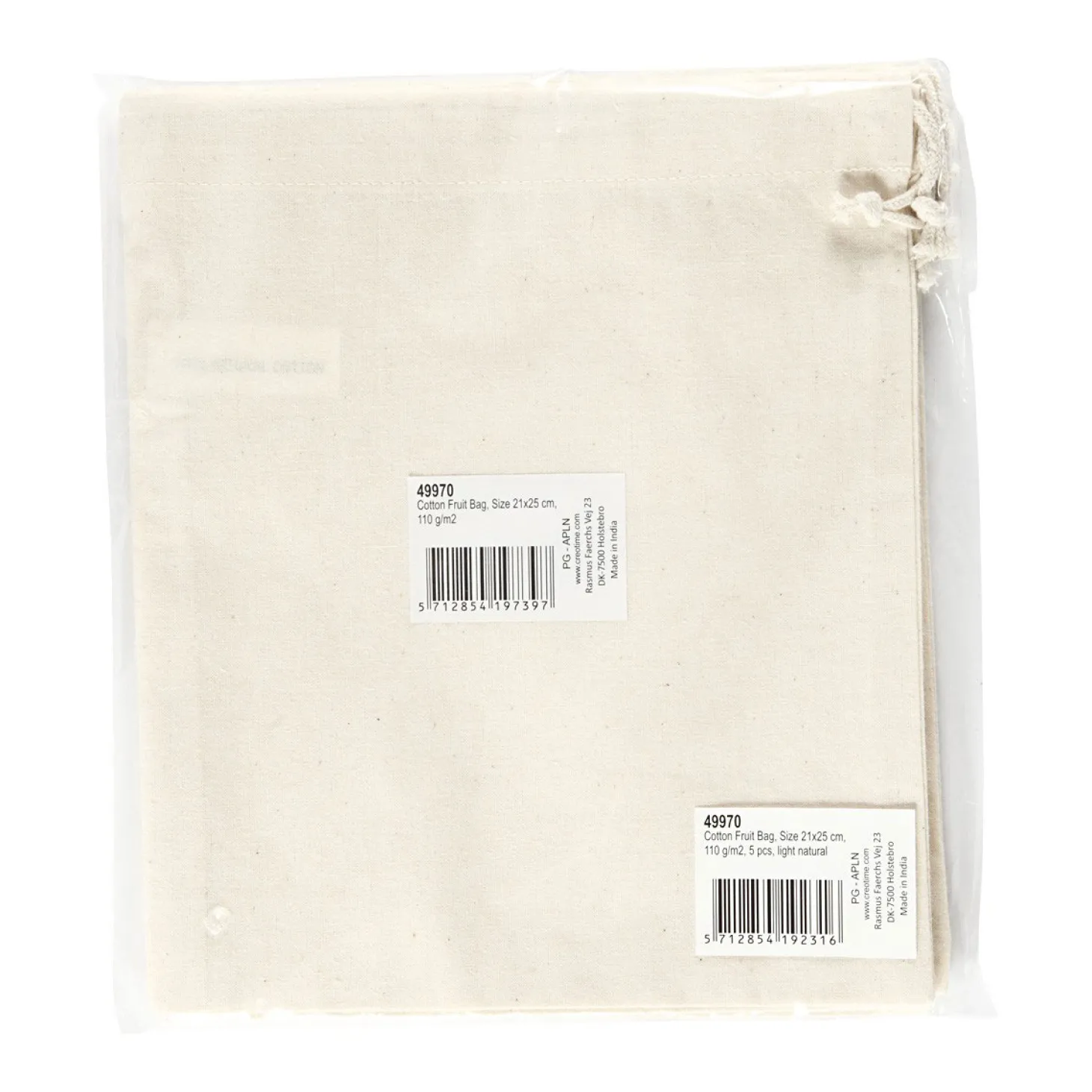 Knikkerzak Naturel, 5st.