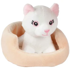 Knuffel Pluche Kat in Mand - 11cm