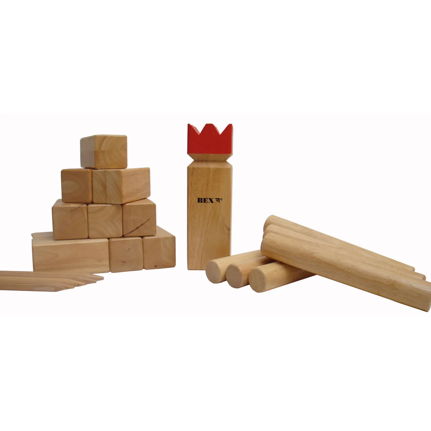 Kubb Pro Rubberhout met Rode Koning