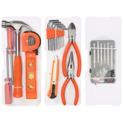 Kunststof Gereedschapskist met inhoud, 23dlg.