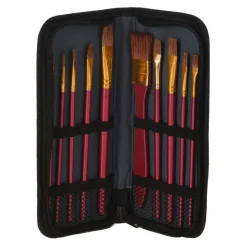 Kwasten Set Voor Waterverf in Opbergtas, 10st.