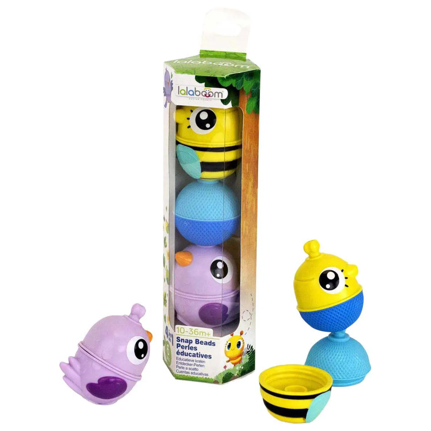 Lalaboom - Set Dieren Bij en Paarse Vogel - 6st.