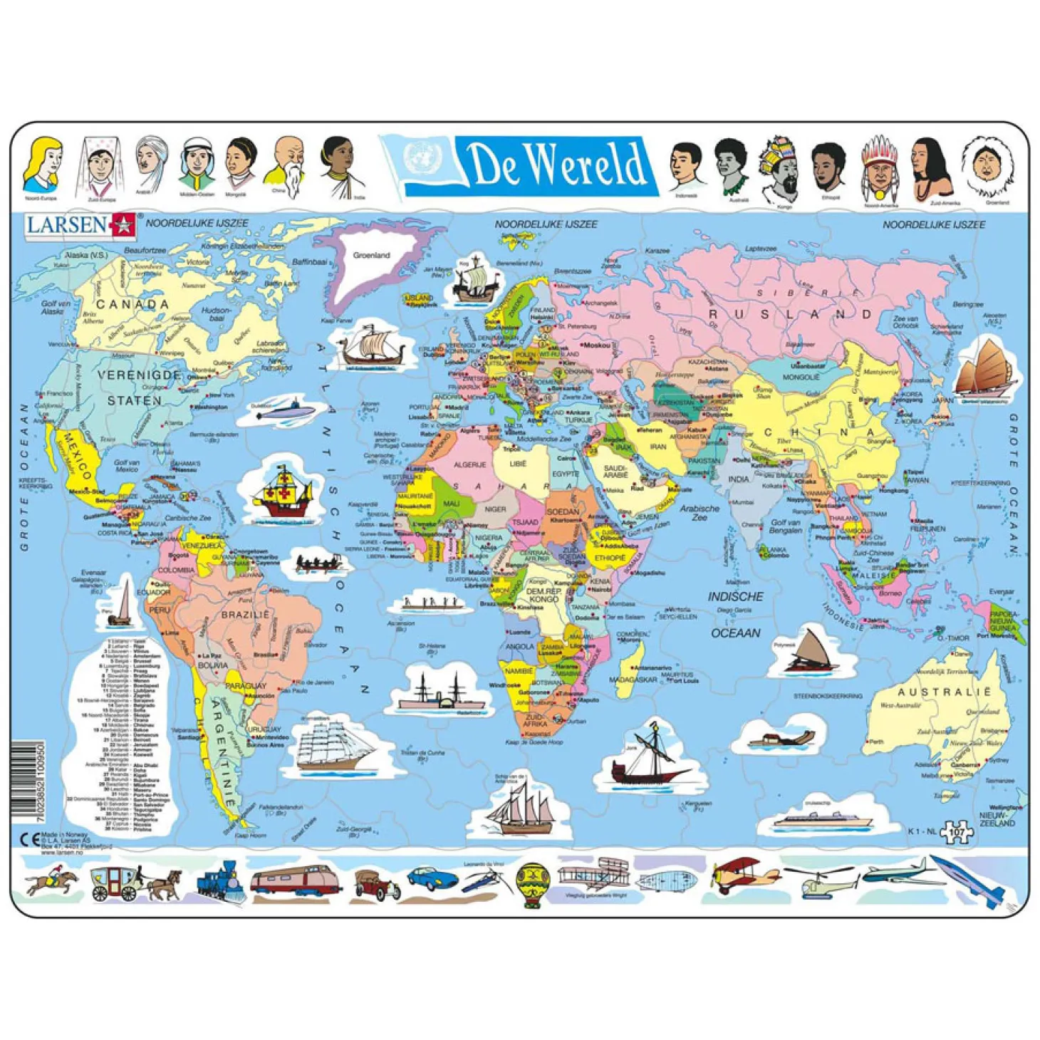 Larsen Kaart Wereld, 107st.