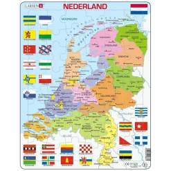 Larsen Legpuzzel Kaart Nederland met Provincies en Vlaggen, 48st.