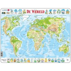 Larsen Legpuzzel Kaart Wereld - Geografisch, 80st.