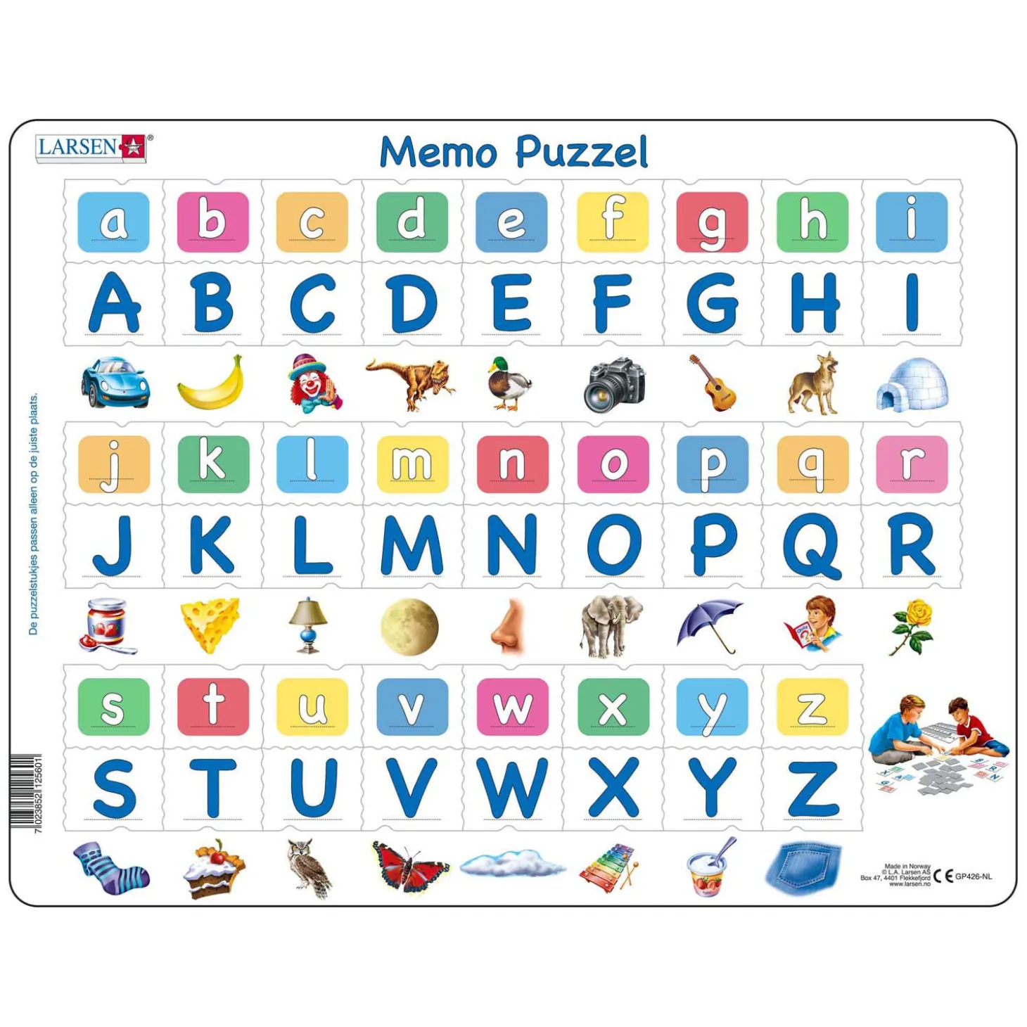 Larsen Memopuzzel Leren Lezen - Het Alfabet met Afbeeldingen, 52st.