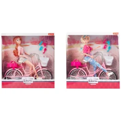 Lauren Modepop op Fiets met Accessoires