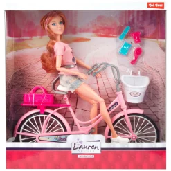 Lauren Modepop op Fiets met Accessoires