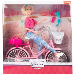 Lauren Modepop op Fiets met Accessoires