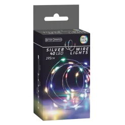 Led Lichtsnoer Zilverdraad, 195cm - Gekleurd